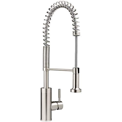 Miseno MNO281SS 1-Handle Deck Mount Pull-down Commercial Kitchen Faucet PVD Stainless Steel