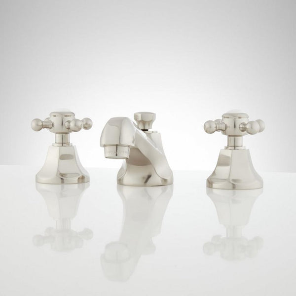 New Signature Hardware New York Widespread Lavatory Faucet with Rod Type Overflow Drain - Contemporary Cross Handle - CP