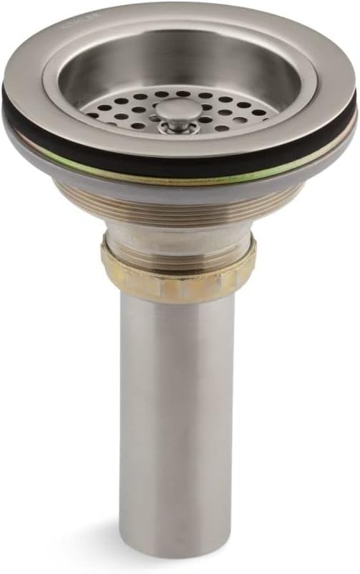 NEW Kohler Duostrainer K-8801-BN 4-1/2 in. Sink Strainer with Tailpiece in Vibrant Brushed Nickel