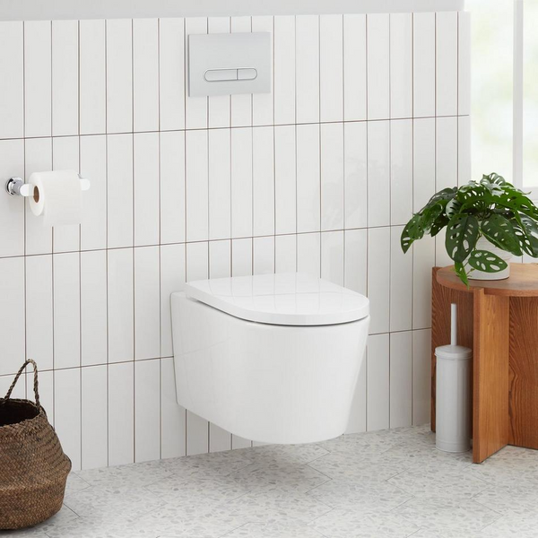 Signature Hardware Arnelle Dual-Flush Wall-Mount Elongated Toilet-White SH1110003B