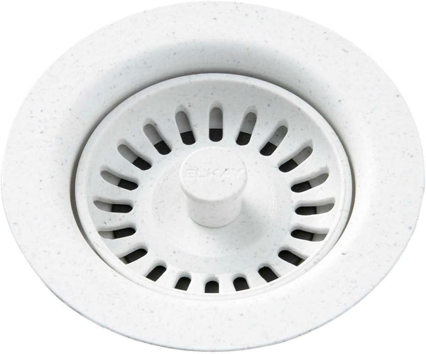 NEW Elkay LKQS35WH Polymer Drain Fitting with Removable Basket Strainer and Rubber Stopper, White
