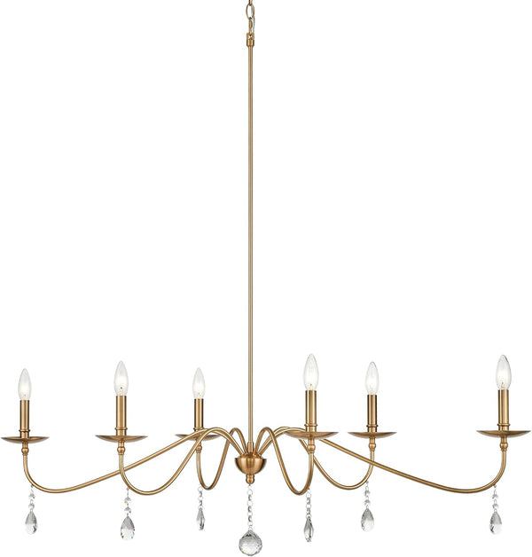 NEW Signature Hardware 479820 Candler 6 Light 47" Wide Linear Taper Candle Crystal Chandelier