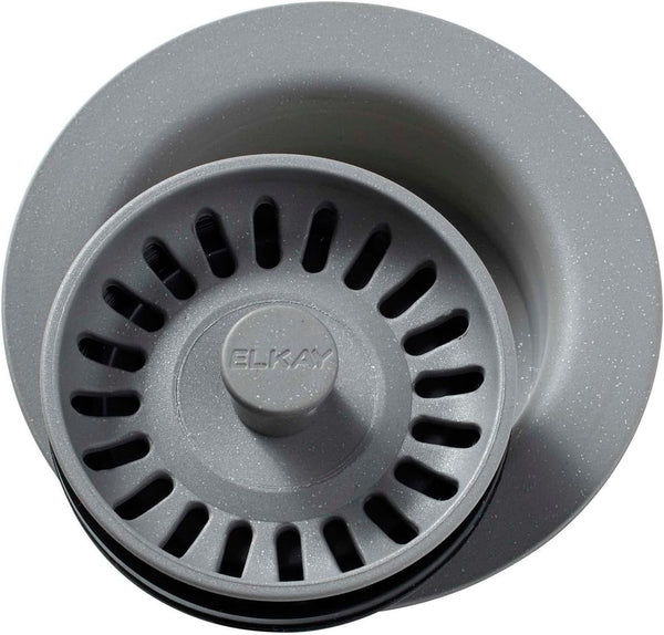 NEW Elkay LKQD35GS Polymer 3-1/2 Disposer Flange with Removable Basket Strainer and Rubber Stopper Greystone