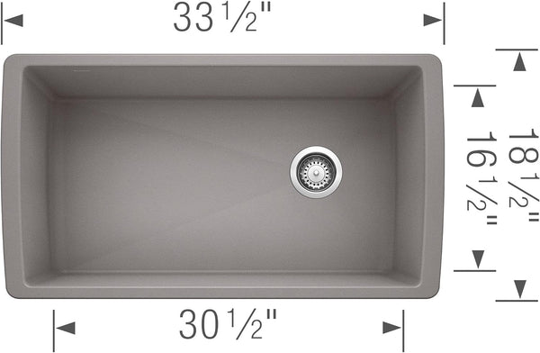 New Open Box Blanco 441770 DIAMOND Super Single Bowl SILGRANIT Sink Metallic Gray