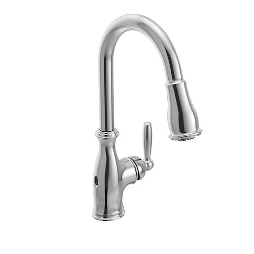 New Moen 7185EWC Brantford Chrome 1-Handle Deck Mount High-Arc Touchless Kitchen Faucet (Deck Plate Included)