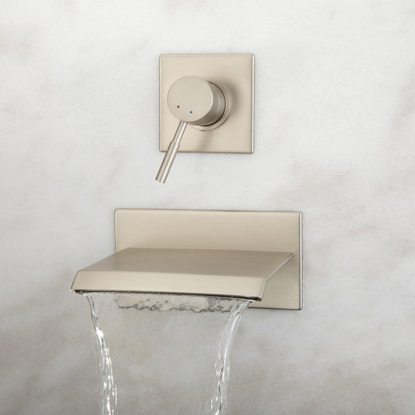 NEW Signature Hardware Lavelle Wall-Mount Waterfall Tub Faucet - Brushed Nickel