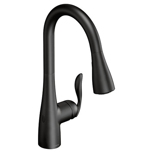 NEW Moen 7594EWBL Arbor Matte Black 1-Handle Deck Mount Pull-Down Handle/Lever Commercial/Residential Kitchen Faucet (Deck Plate Included)