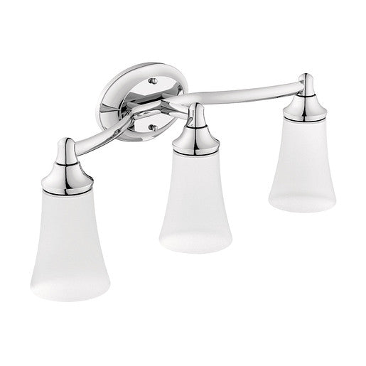 NEW Moen YB2863CH Eva 3-Light Dual-Mount Bath Bathroom Vanity Fixture with Frosted Glass, Chrome