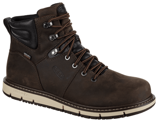 KEEN Utility Akron Mid Waterproof Work Boots For Men - Cascade Brown/Black - 8.5M