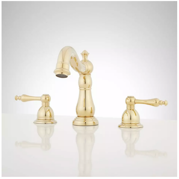 Signature Hardware SH449726PB Widespread Bathroom Faucet Overflow Polished Brass