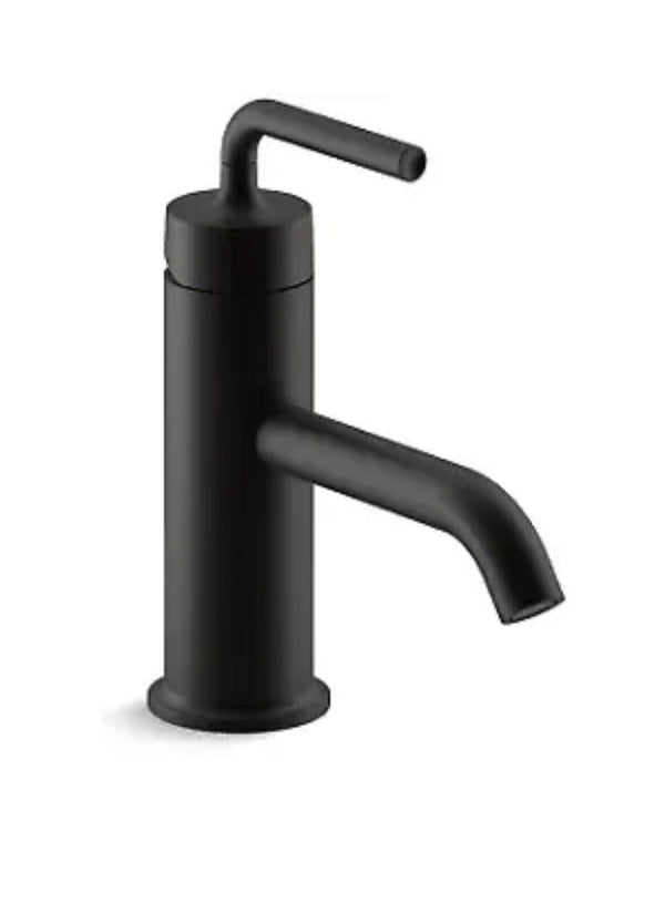NEW KOHLER -14402-4A-BL Purist Matte Black 1-Handle Single Hole WaterSense Bathroom Sink Faucet with Drain