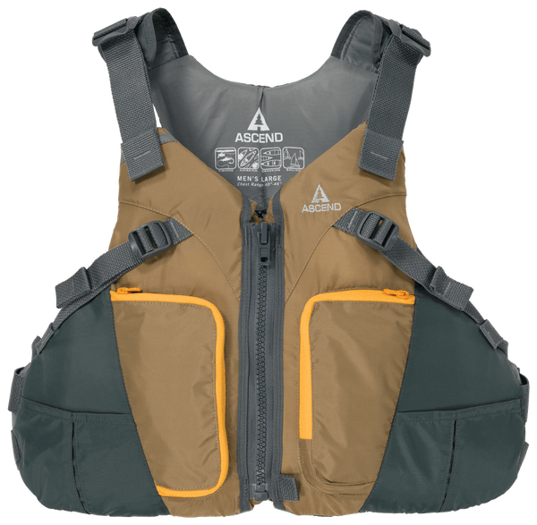 NEW Ascend Deluxe Life Jacket for Adults - Tan - L
